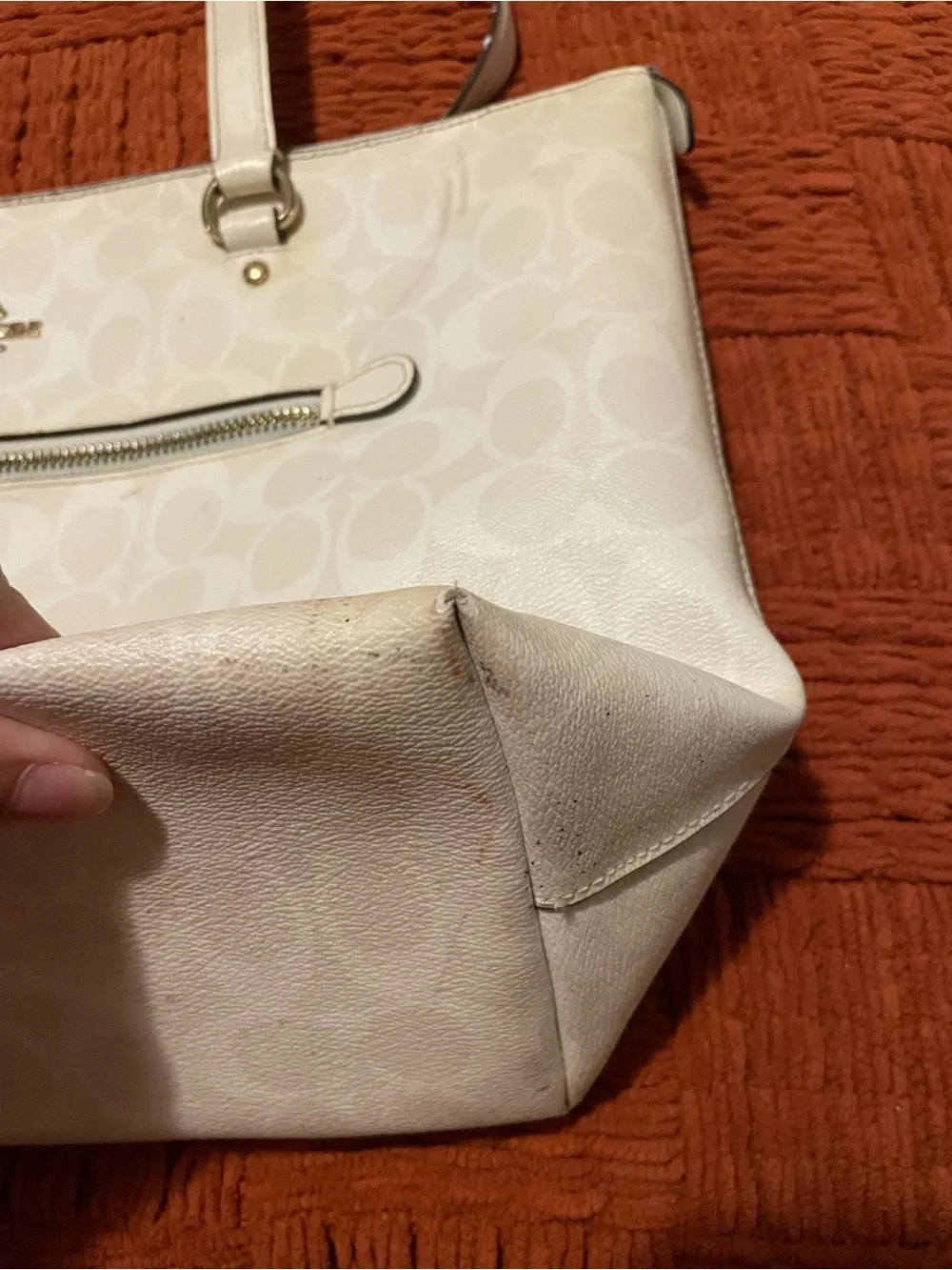 Project! Coach White Signature Tote Bag with Gold Hardware